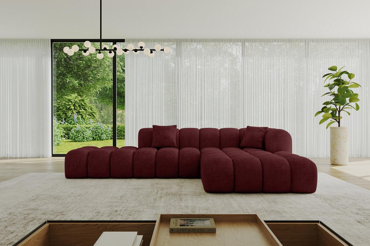 ECKSOFA Ottomane Rechts OLEA-L2 - 289x176x71 cm Bordeaux - Bordeaux/Schwarz, Holzwerkstoff/Kunststoff (289/176cm) - ALTDECOR