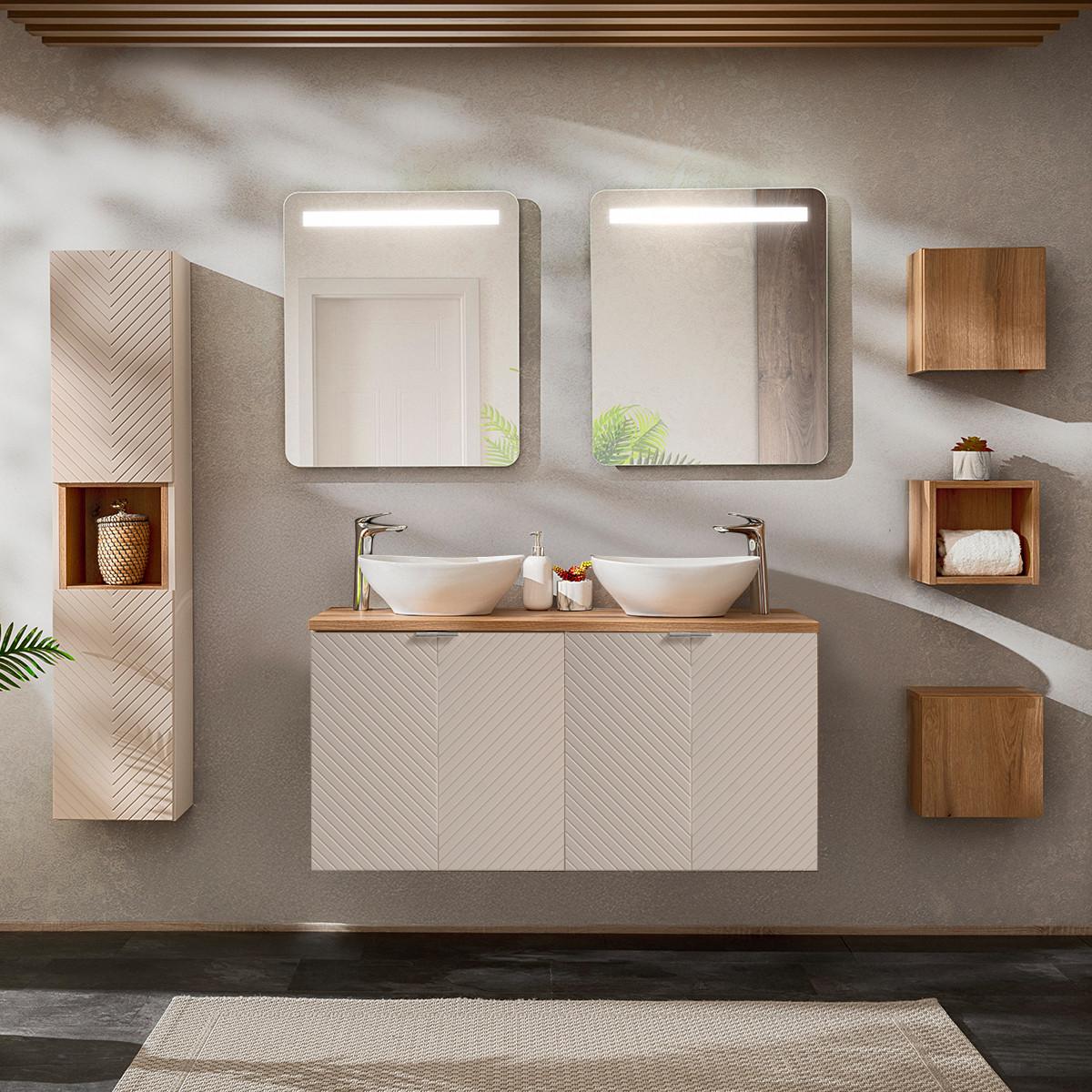 BADMÖBEL 120cm Manoa 2er-Set Kaschmir - Holz - Kaschmir, Holzwerkstoff (120/59/40cm) - Petits-meubles