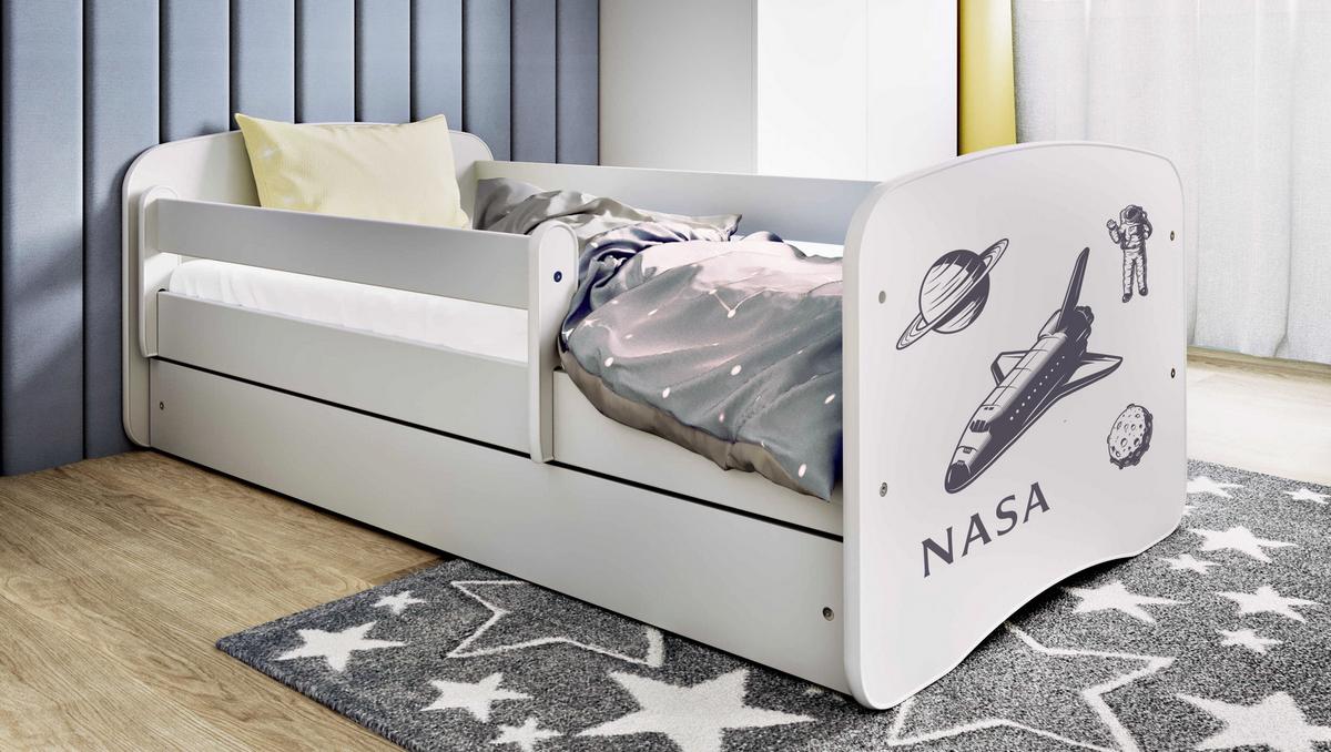 KINDERBETT NASA mit Schublade und Matratze 180/80 - Weiß, Holzwerkstoff (80/180cm) - RAUMHIRSCH FURNITURE