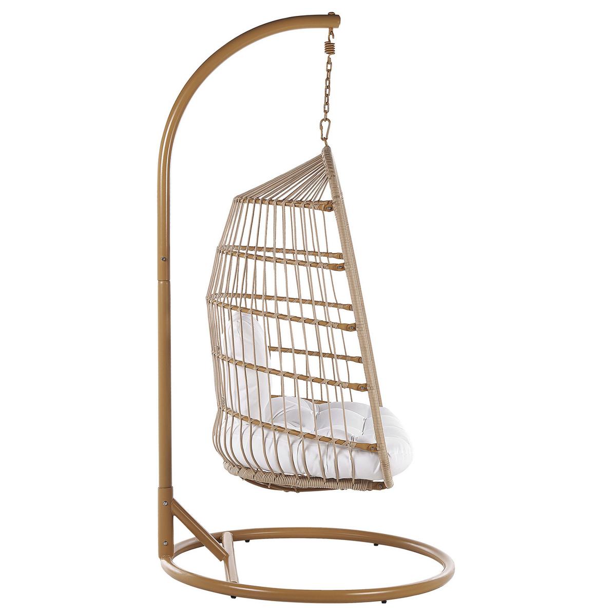 HÄNGESESSEL mit Gestell Flechtseil natürlich 102 cm Allera - Beige, Kunststoff (102/200/102cm) - Beliani