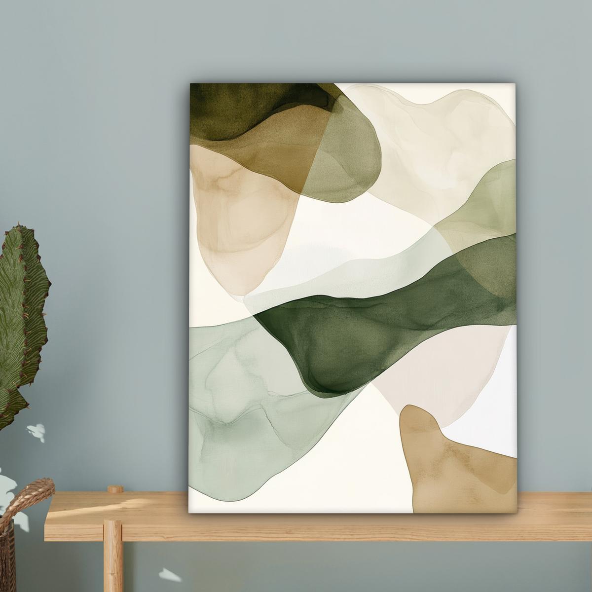 LEINWANDBILD Japandi - Abstrakt - Grün Room Decor 30x40 cm - Salbeigrün, Textil (30/40cm) - MuchoWow