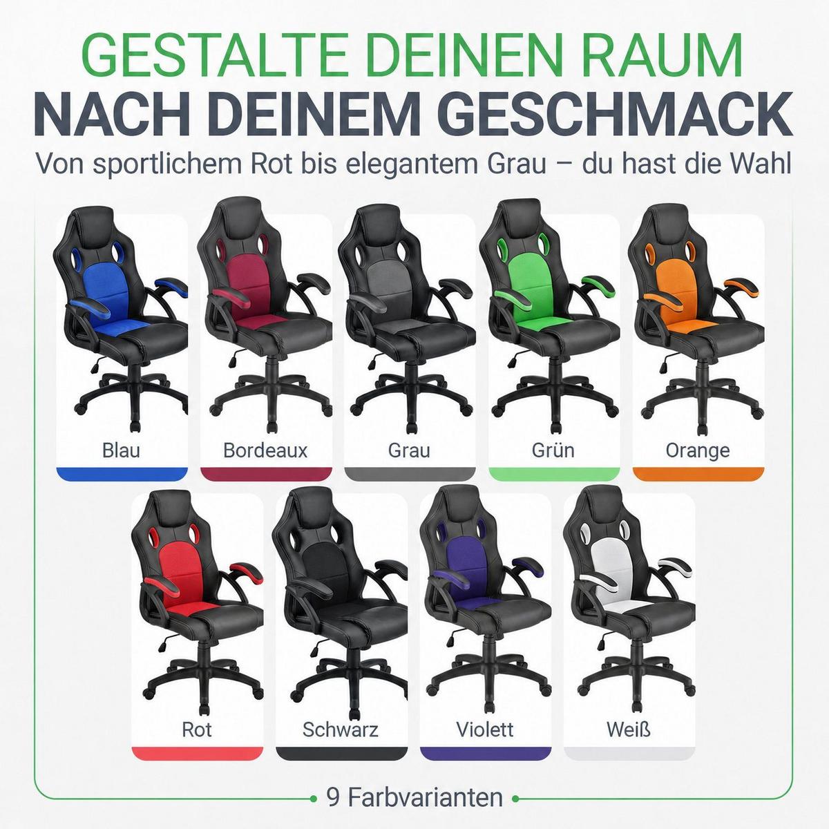 SCHREIBTISCHSTUHL Montreal grün - Grün, Textil (47/111/52cm) - Juskys