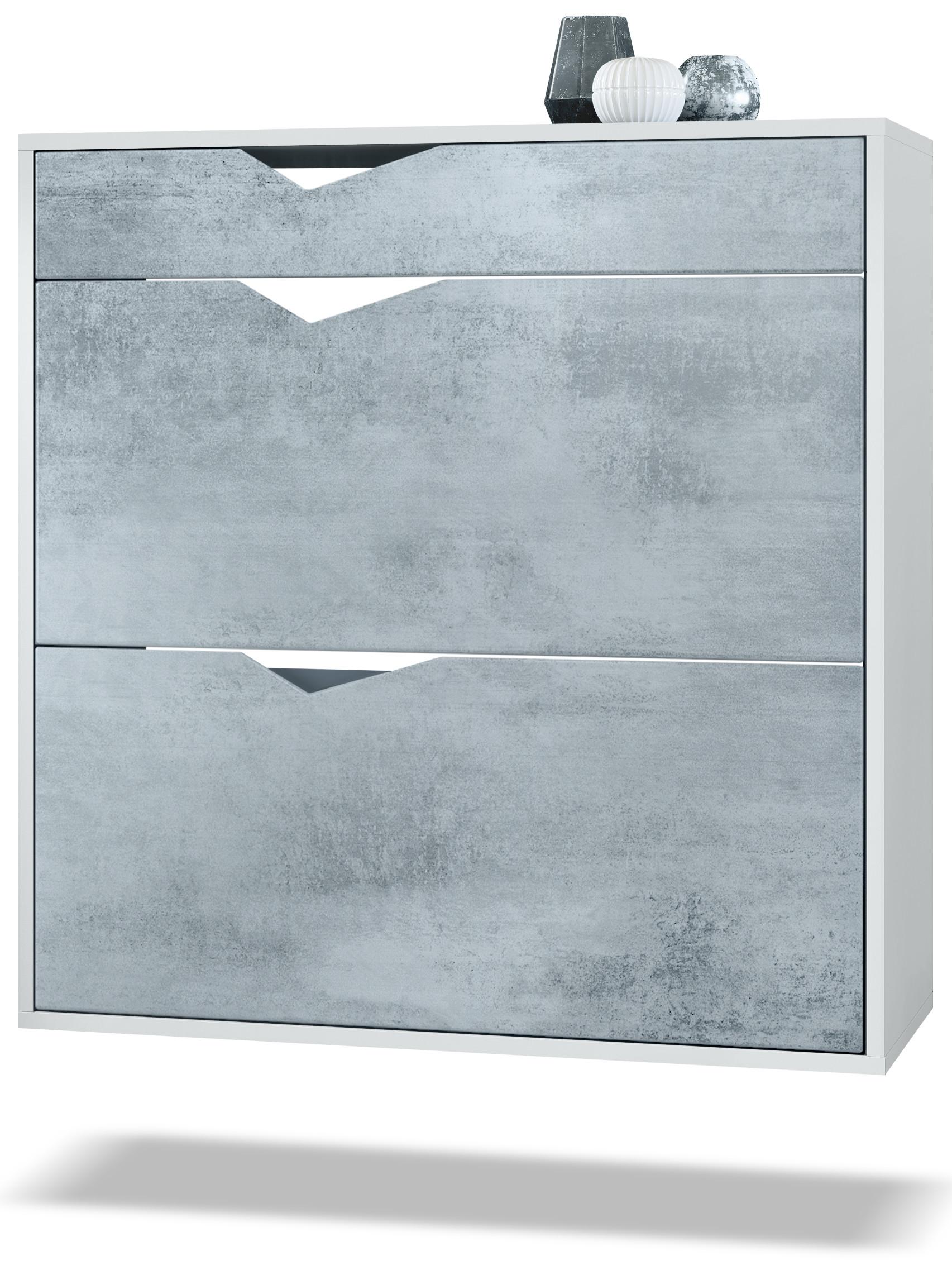 SCHUHSCHRANK Kolmio Fronten in Beton Oxid Optik - Hellgrau, Holzwerkstoff (85/87/33cm) - Vladon