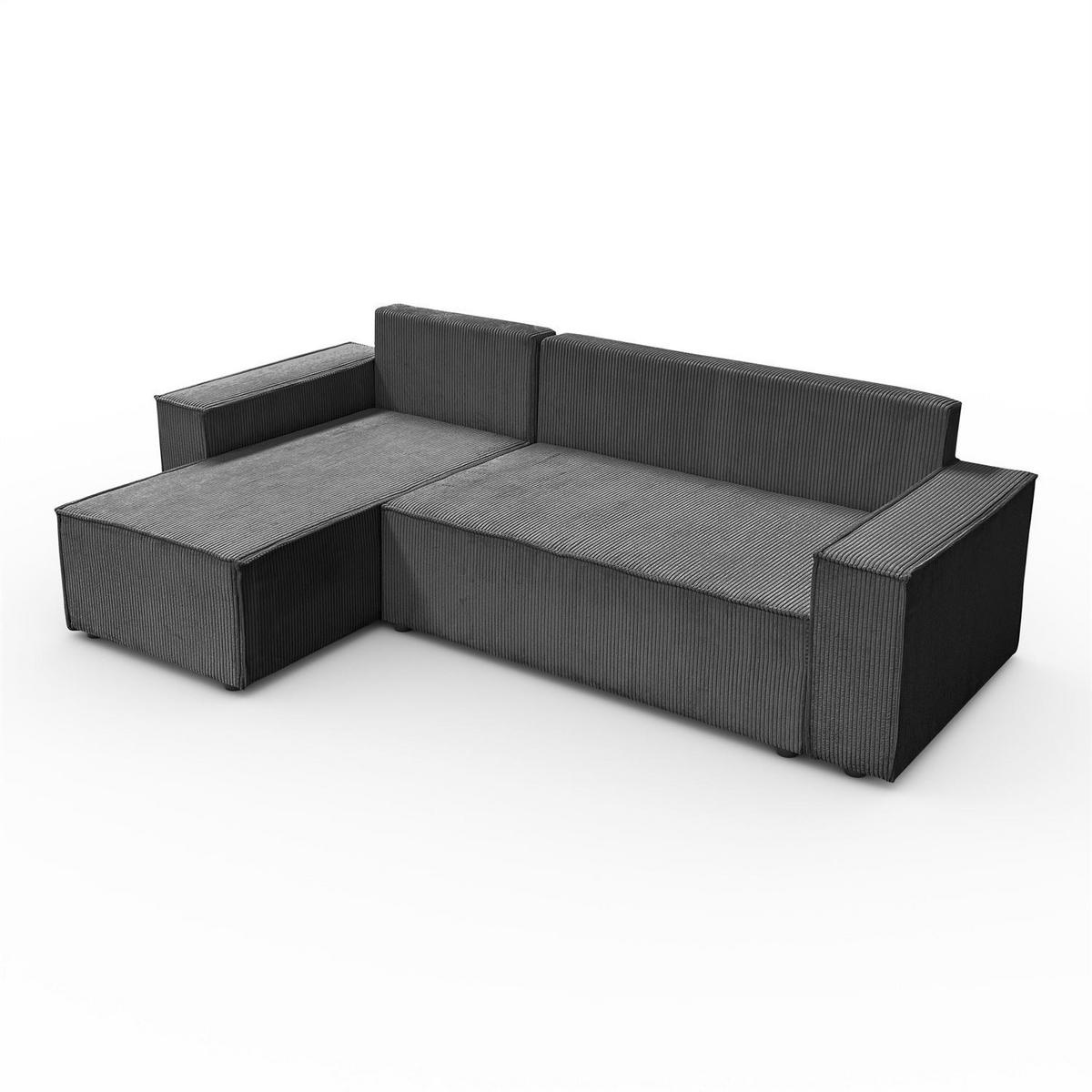 GEPOLSTERTES Ecksofa CARLOS L, Poso 34 - Dunkelgrau, Textil (247/143cm) - Lookway