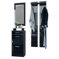 GARDEROBE Loret Front in Schwarz Hochglanz - Schwarz Hochglanz, Holzwerkstoff (140/200/23cm) - Vladon