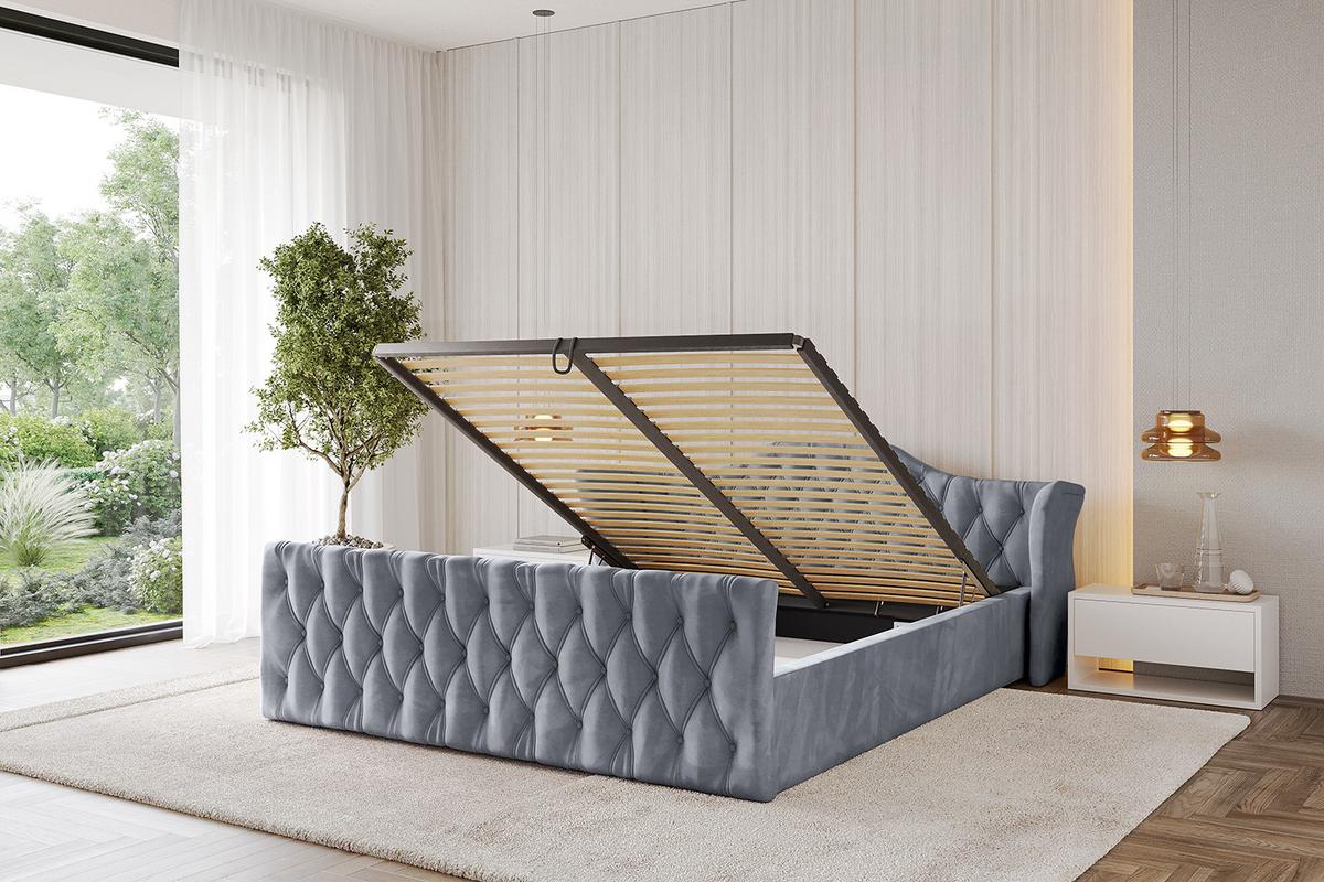 POLSTERBETT mit Bettkasten, Fußteil und Lattenrost, Boxbett ohne Matratze - ZORAN-Z-V1 120x200 Grau - Grau, Holzwerkstoff/Textil (120/200cm) - ALTDECOR