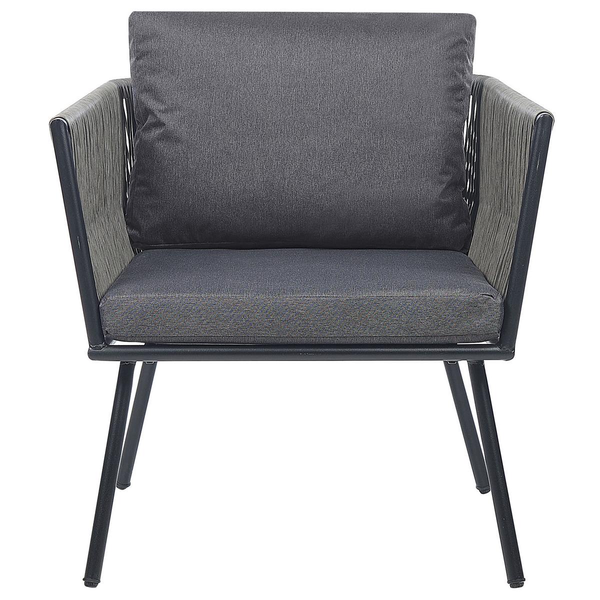 BALKONSET 2-Sitzer Rattan hellgrau Auflagen grau Gargano - Schwarz/Grau, Kunststoff/Textil - Beliani