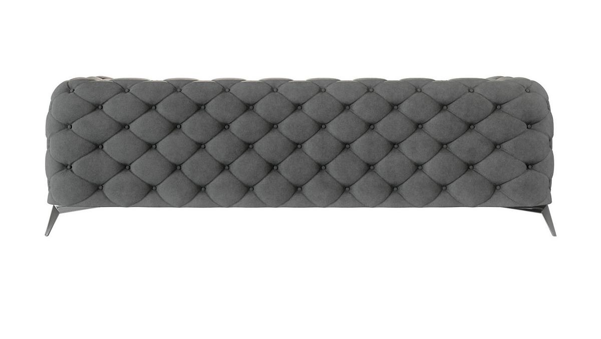 CHESTERFIELD-SOFA 3-Sitzer Laura Grau Samt - Silberfarben/Grau, Holz/Textil (243/75/100cm) - S-Style Möbel
