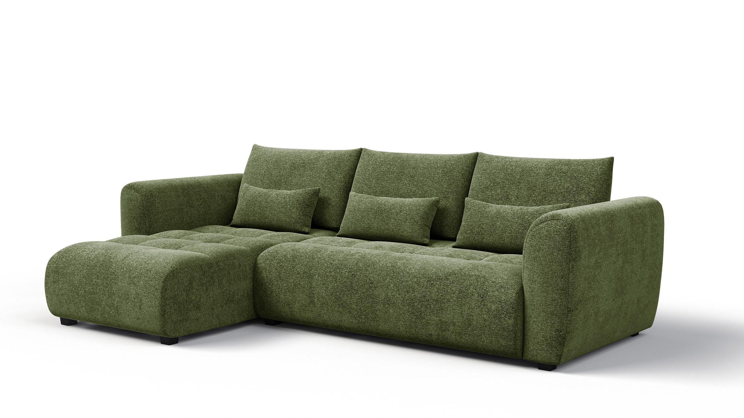 ECKSOFA SORENO 4-Sitzer, dunkelgrün - Dunkelgrün/Schwarz, Holz/Textil (293/171cm) - Wozimo