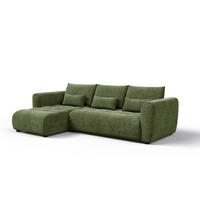 ECKSOFA SORENO 4-Sitzer, dunkelgrün - Dunkelgrün/Schwarz, Holz/Textil (293/171cm) - Wozimo