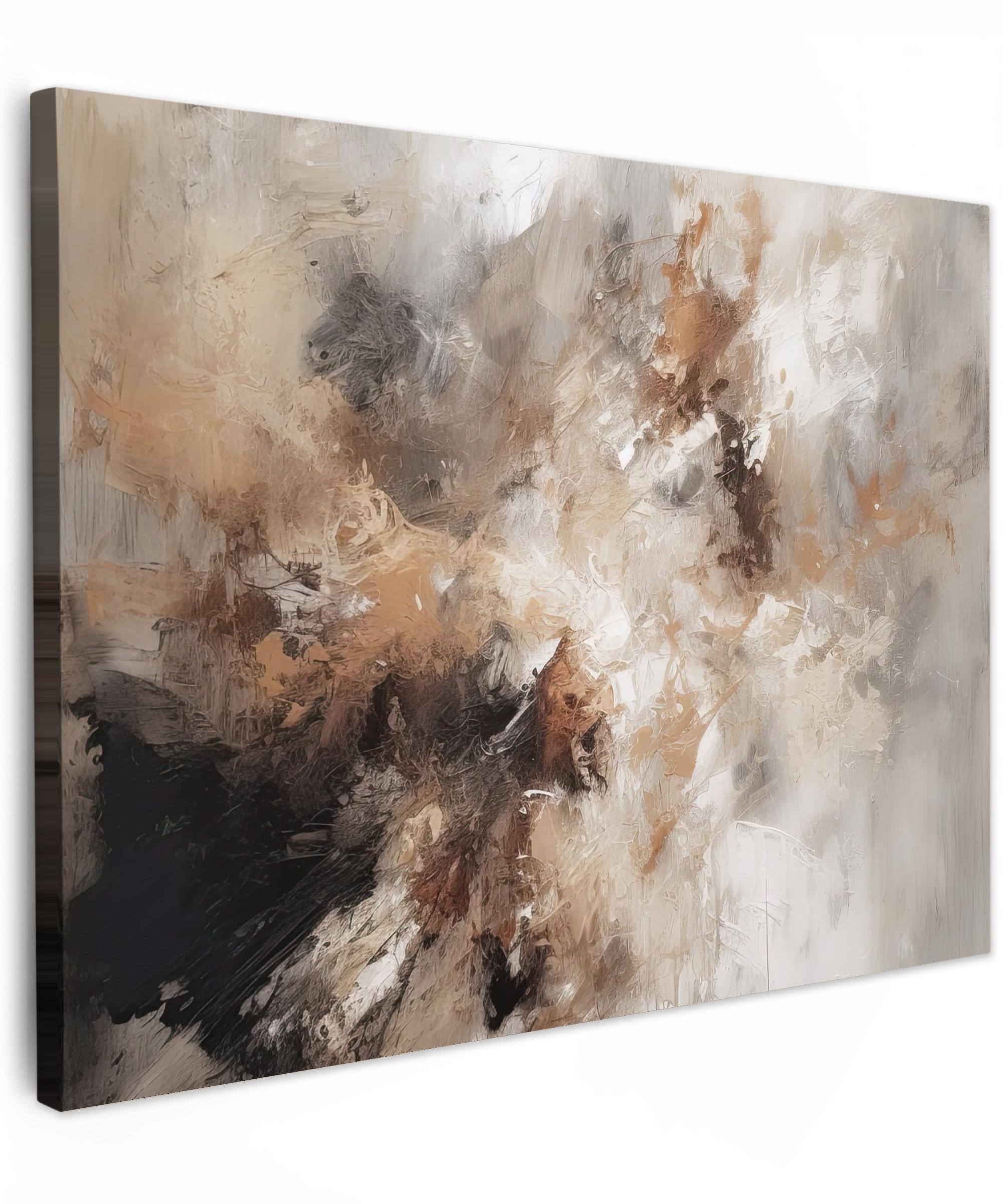 LEINWANDBILD Farbe - Abstrakt - Beige - Kunst Wandbild 40x30 cm - Greige, Textil (40/30cm) - MuchoWow