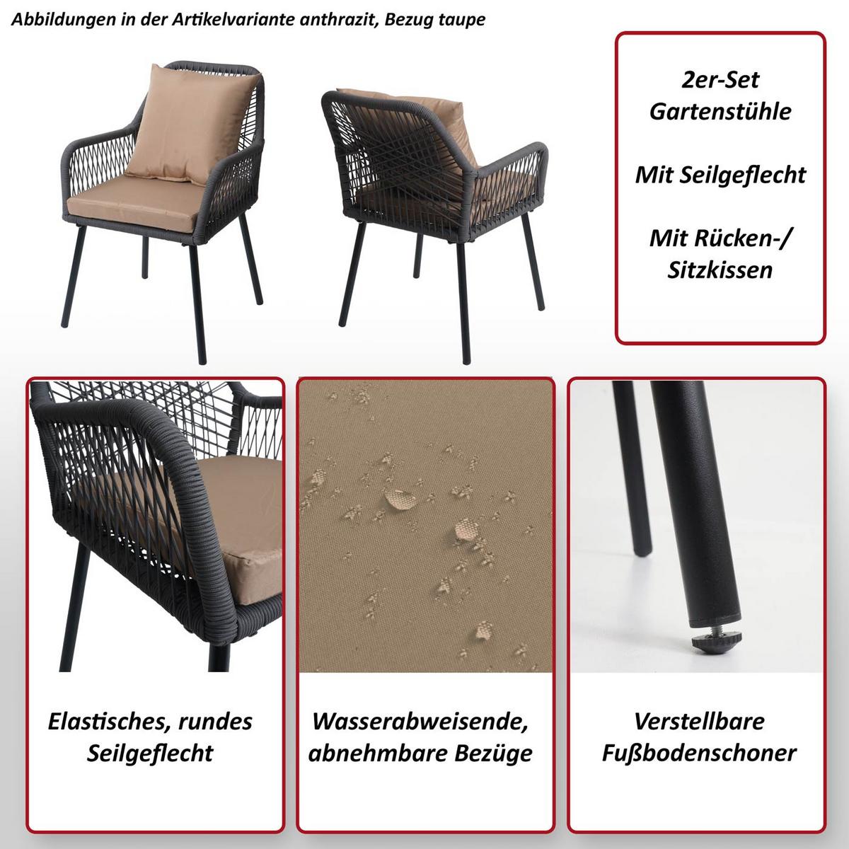 GARTENSTUHL Anthrazit, Grau - Anthrazit/Grau, Textil (54/81/62cm) - MCW
