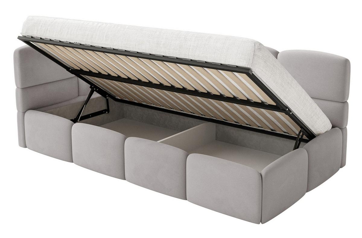 JUGENDBETT Cloudy Hellgrau 120 x 200 cm - Hellgrau/Schwarz, Kunststoff/Textil (120/200cm) - Selsey