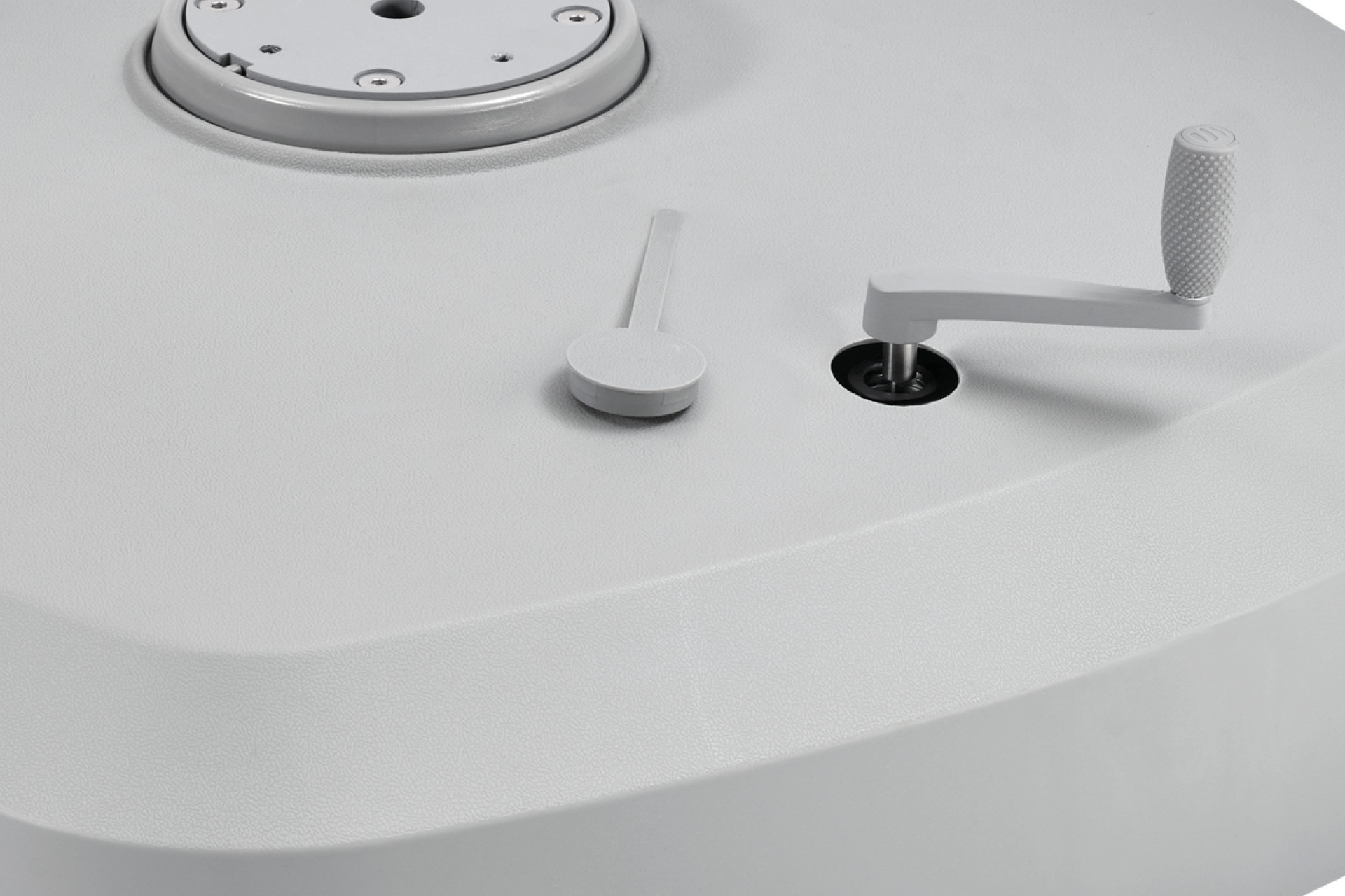 Sonnenschirmständer weiss mit Rollen und abnehmbarer Kurbel