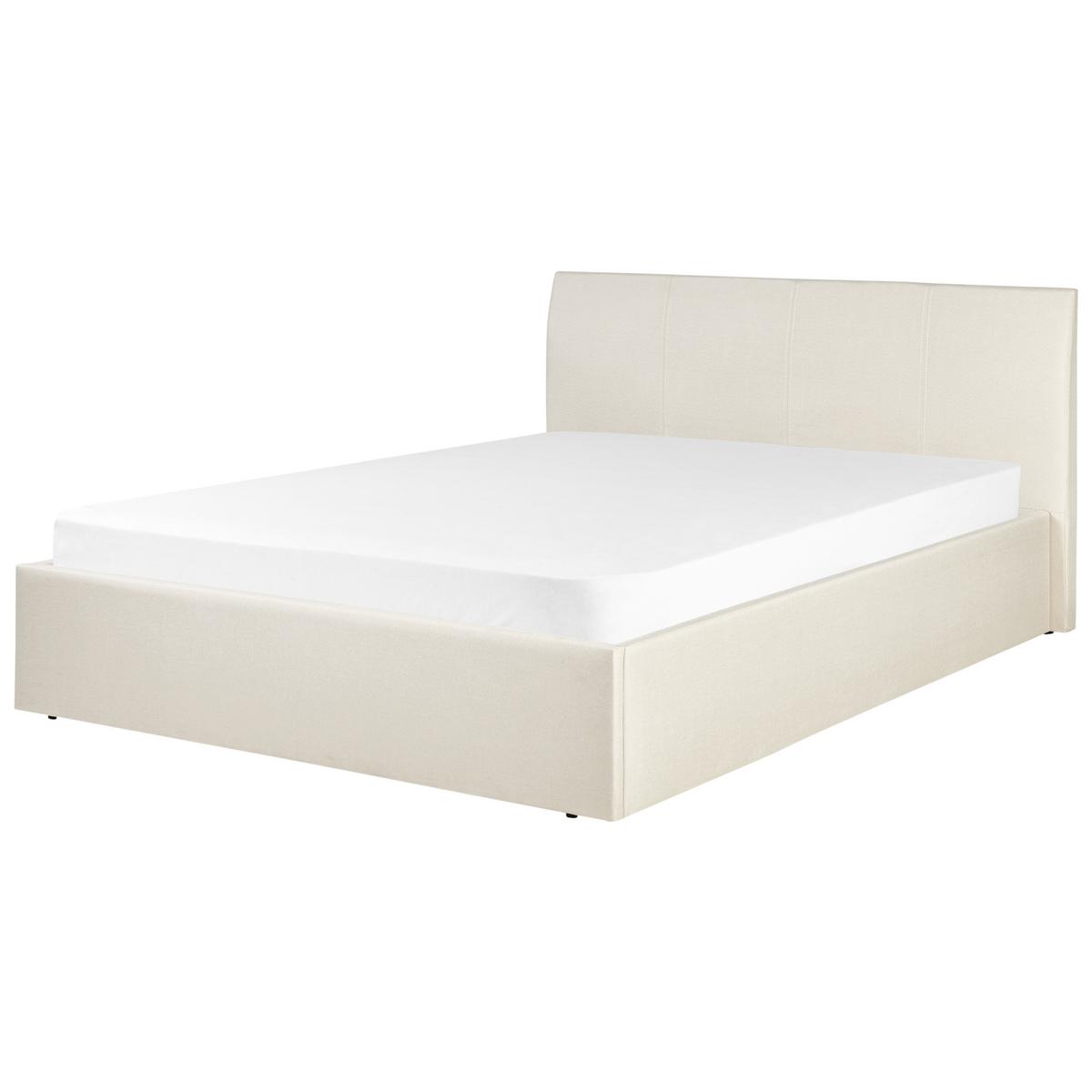 BETT mit Stauraum 140/200 cm Stoff Hellbeige Orbey - Beige, Textil (140/200cm) - Beliani