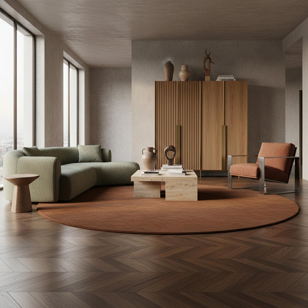 TEPPICH Kurzflor Waschbar LECH in Braun, einfarbig, Ø 160 cm - Braun, Textil (160/160cm) - KADIMA DESIGN