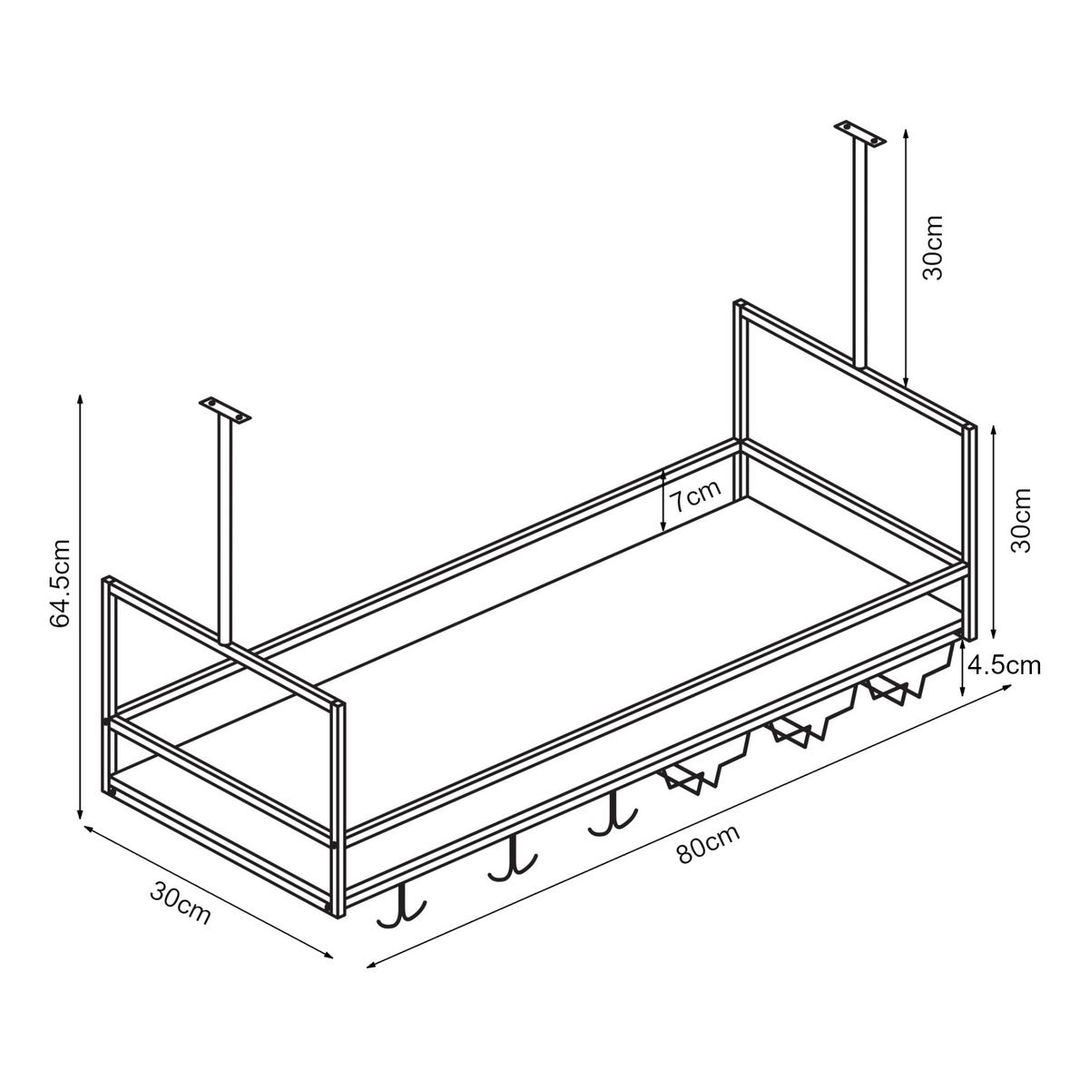 WEINREGAL Borejle - Walnussfarben/Schwarz, Holzwerkstoff/Metall (80/64.5/30cm) - [en.casa]