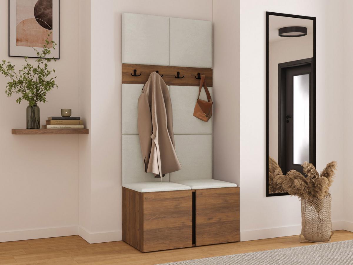 GARDEROBEN-SET Orion IV - Beige/Nussbaumfarben, Holzwerkstoff/Kunststoff (84/186/46cm) - MIRJAN24
