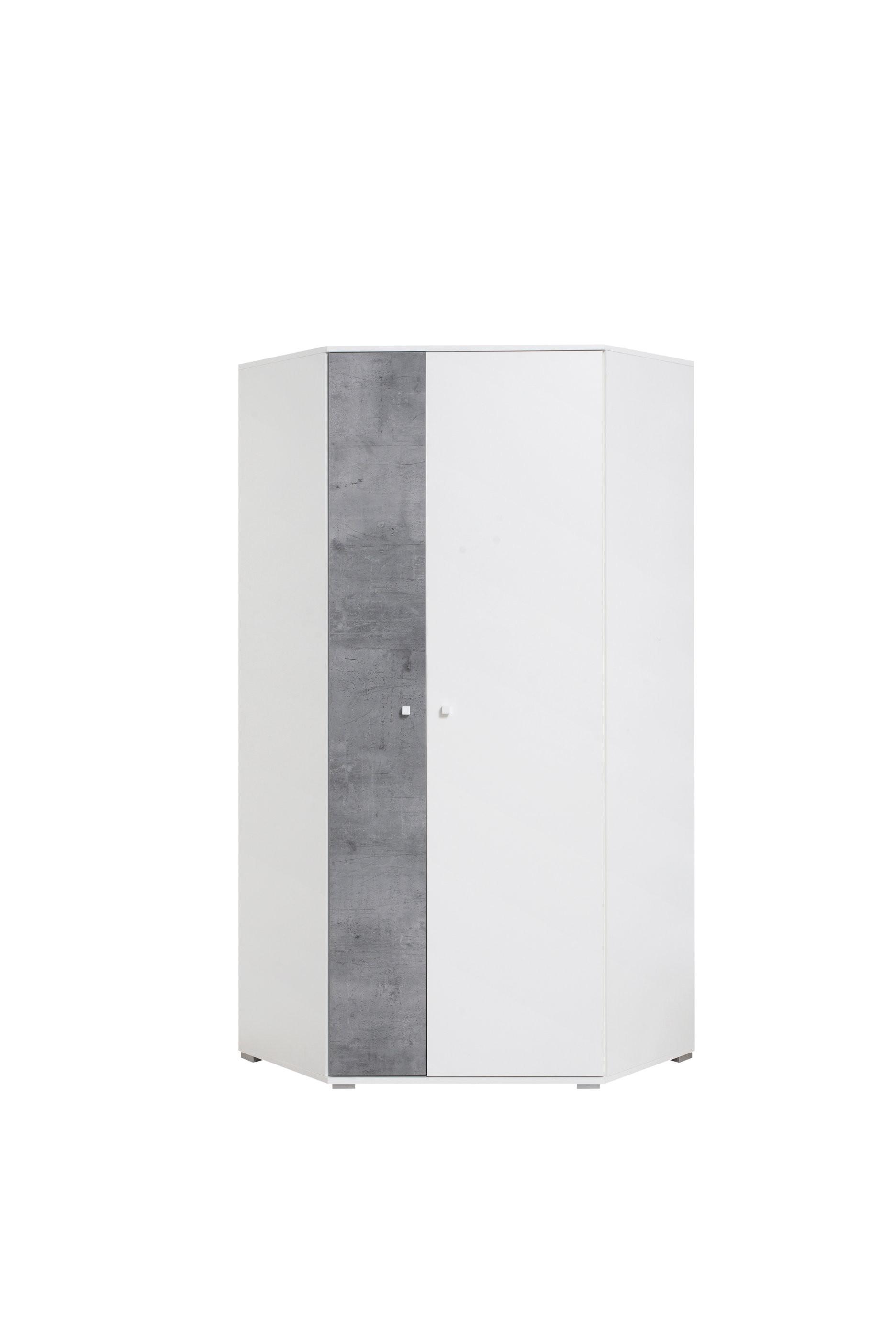 DREHTÜRENSCHRANK GALIA 90/190/90cm 2-türig Weiß - Weiß/Grau, Holzwerkstoff (90/190/90cm) - MASSENO
