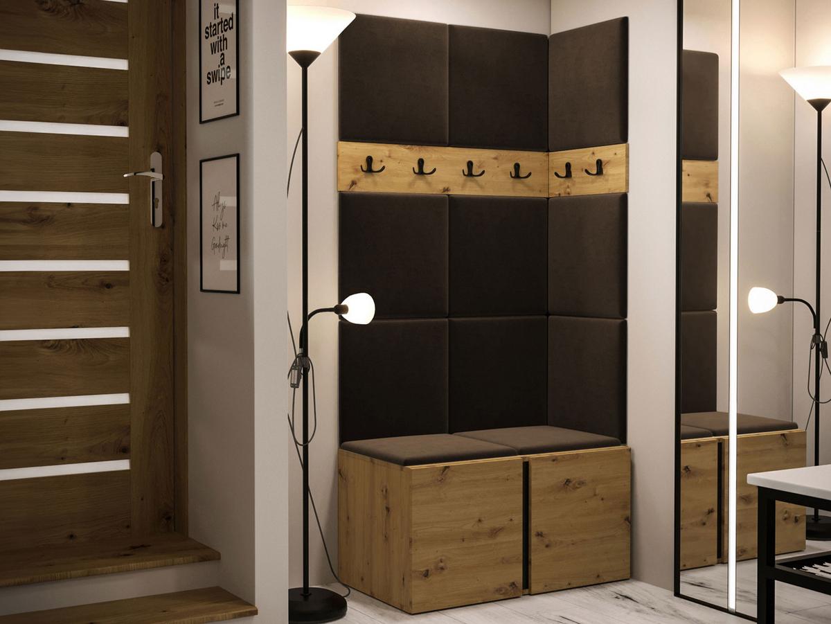 GARDEROBEN-SET Orion I - Eiche Artisan/Braun, Holzwerkstoff/Kunststoff (84/186/46cm) - MIRJAN24