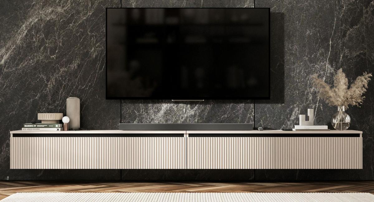 TV-LOWBOARD 2-er Set Selene Kaschmir Matt Glamour 140 cm - Kaschmir, Holzwerkstoff (280/30/35cm) - Meble Lindner