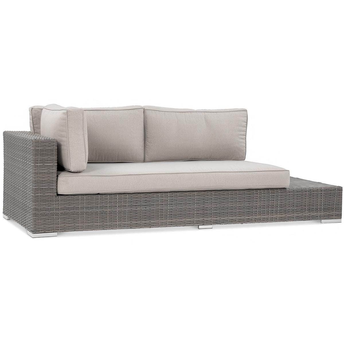 GARTENSET Firenze, aus Technorattan, Ecksofa und Kaffeetisch, für 4 Personen, Dunkelgrau - Dunkelgrau/Beige, Naturmaterialien - Beautysofa