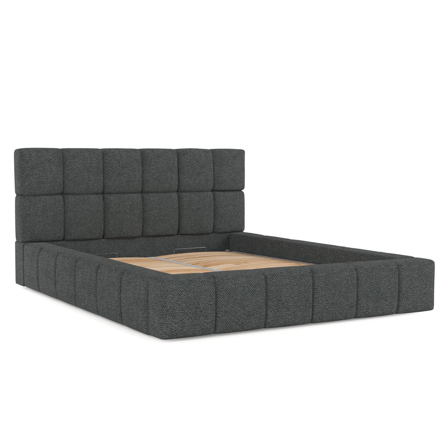 POLSTERBETT Paros mit Stauraum 180/200 cm Anthrazit im Bubble Stoff - Anthrazit/Schwarz, Holz/Holzwerkstoff (180/200cm) - AltaBeds