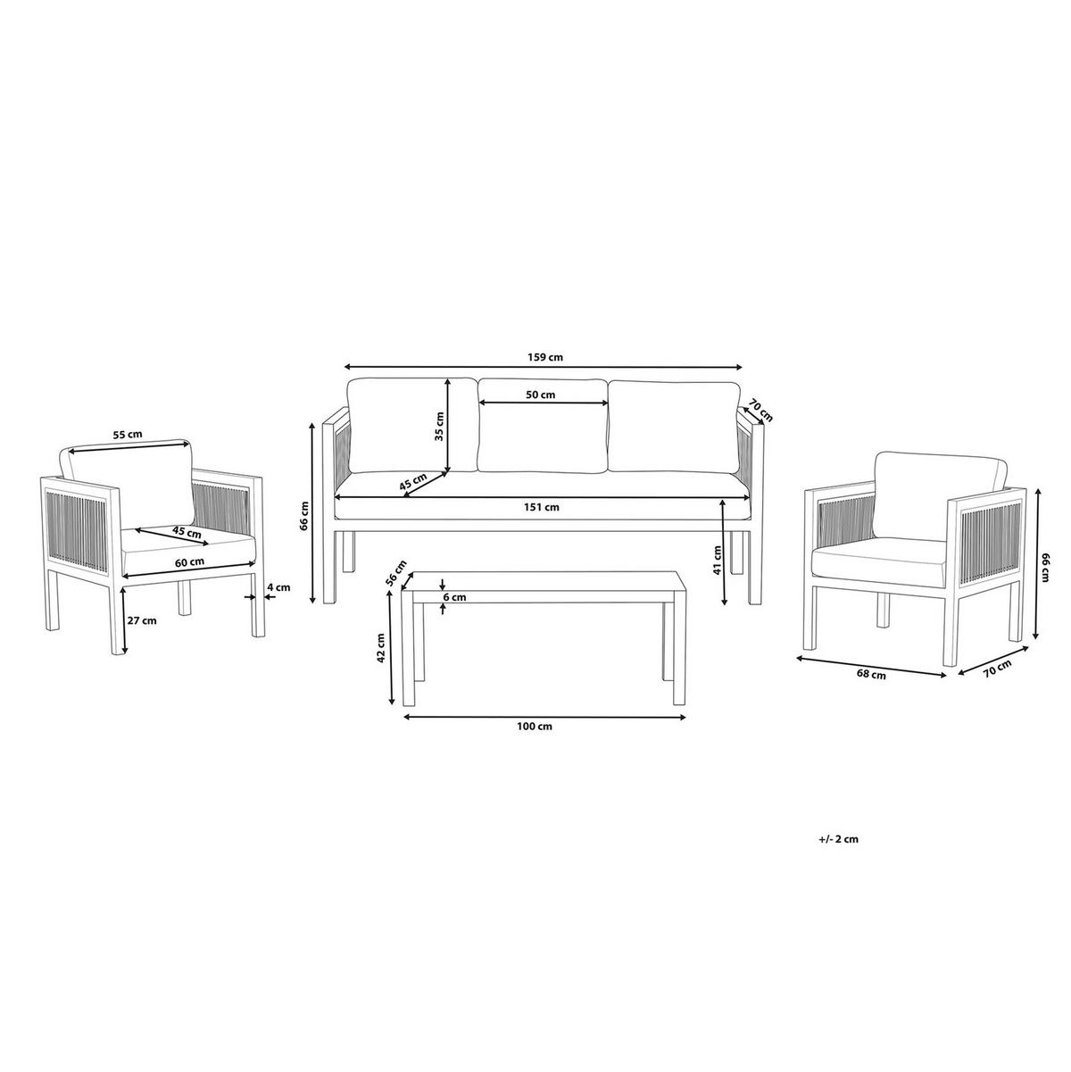 LOUNGE-SET 5-sitzer Aluminium Weiß Borello - Weiß, Metall - Beliani