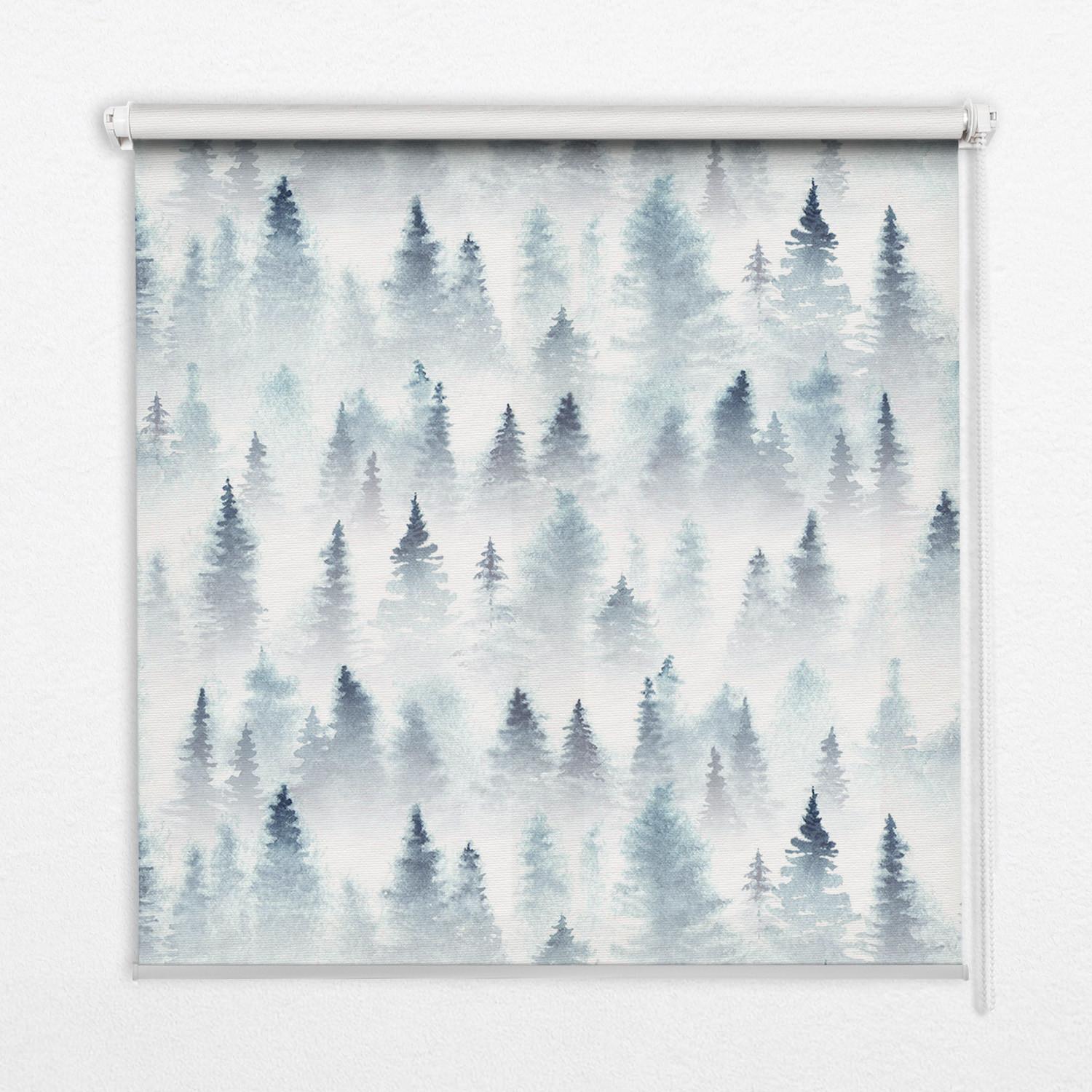 INNENROLLO - Fensterrollo - Rollo - 60x40 cm - Wald im Nebel - Blau, Kunststoff (60/140/0.5cm) - TULUP