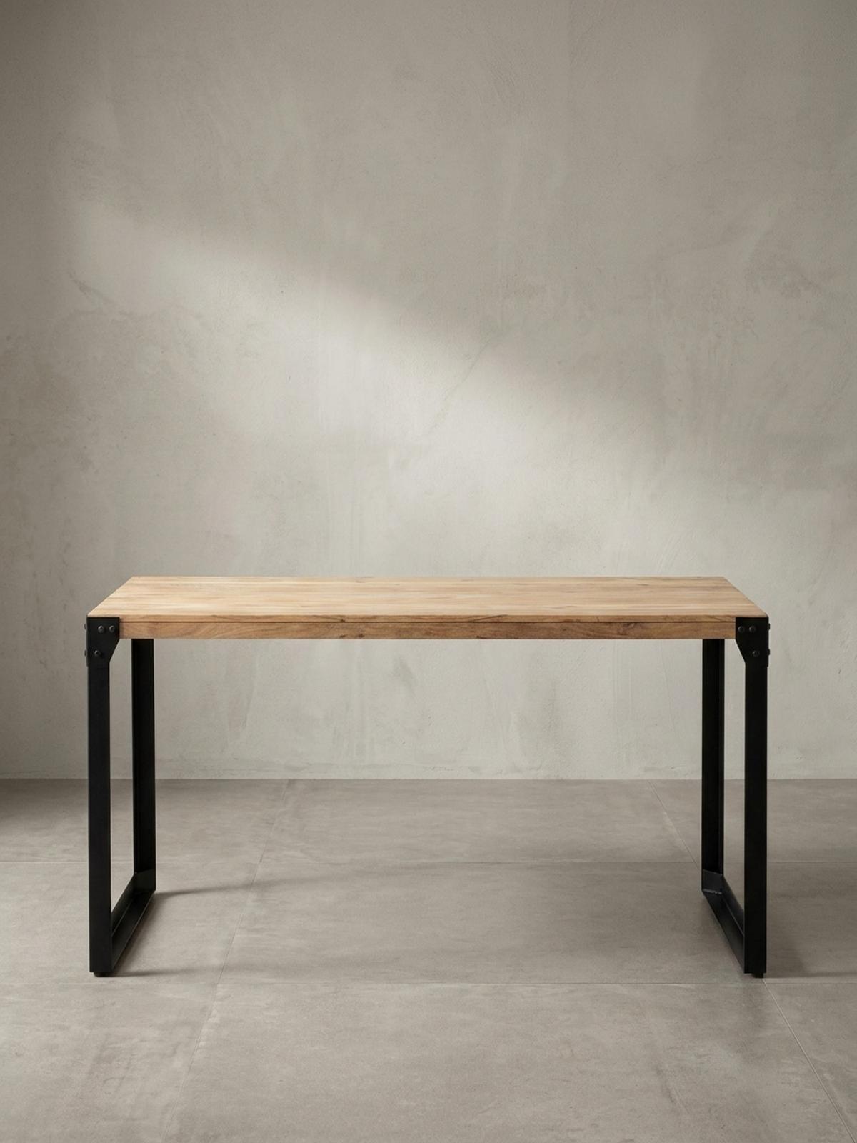 ESSTISCH Massivholz Metall Rechteckig Industrial, Akazie 120x60x76 cm - Schwarz/Akaziefarben, Holz/Metall (60/120/76cm) - KADIMA DESIGN