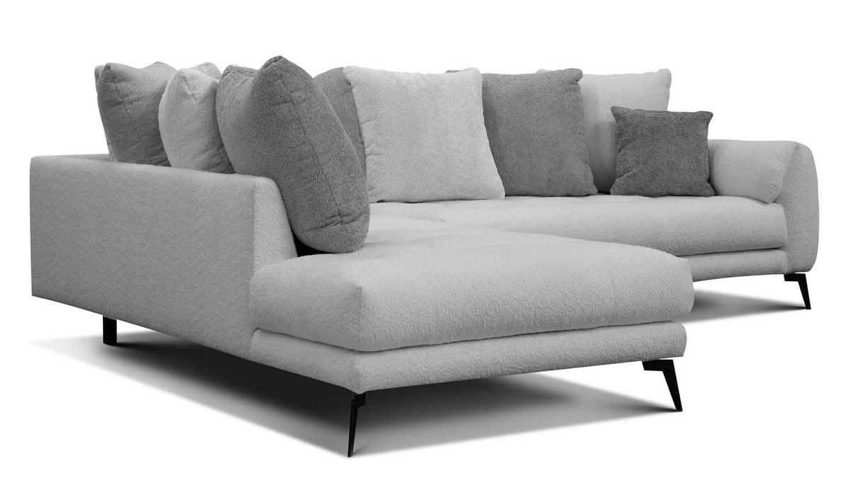 ECKSOFA CALME 5-Sitzer, hellgrau und dunkelgrau - Dunkelgrau/Schwarz, Holz/Textil (294/229cm) - Wozimo