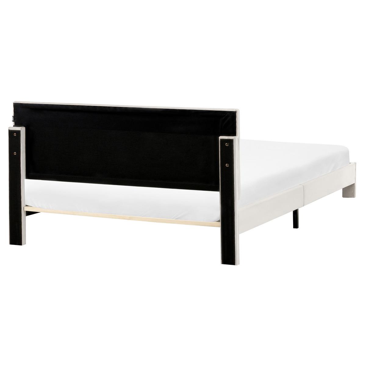 BETT mit Schubladen 160/200 cm Samtstoff Cremeweiß Lonzac - Creme, Textil (160/200cm) - Beliani