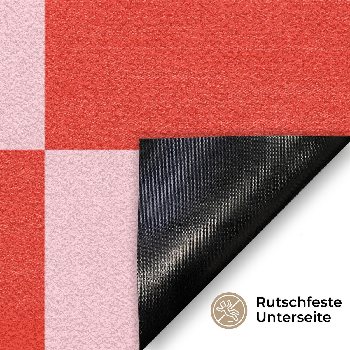 FUSSMATTE Schachbrettmuster - Rot - Rosa - Würfel Türmatte 60x40 cm - Rot, Kunststoff (60/0.4cm) - MuchoWow