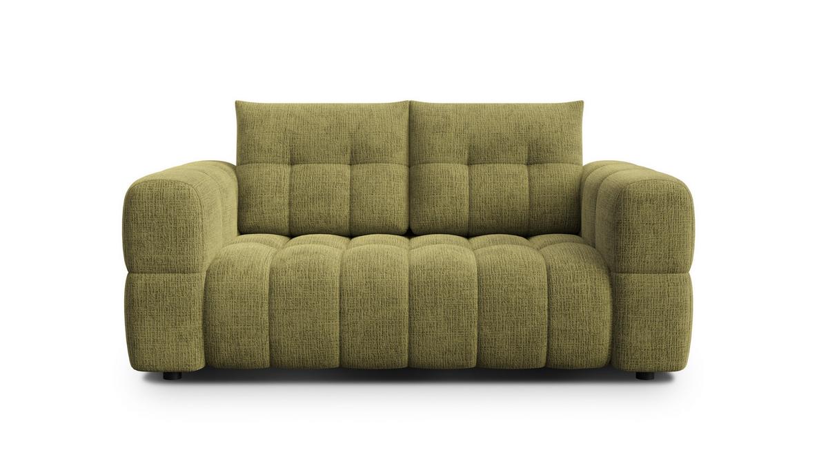 SOFA CLOUDI 2-Sitzer, olivgrün - Schwarz/Olivgrün, Holz/Textil (181/89/104cm) - Wozimo