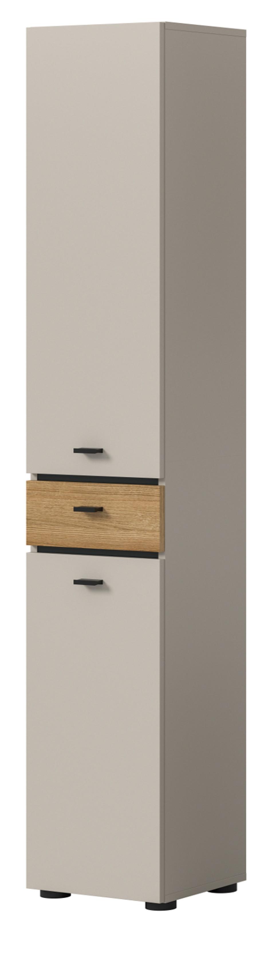 HOCHSCHRANK Kaschmir, Evoke Eiche 32 x 191 cm, Badschrank mit wechselbarem Türanschlag - Kaschmir/Eichefarben, Holzwerkstoff/Kunststoff (32/191/30cm) - Inn.Furn
