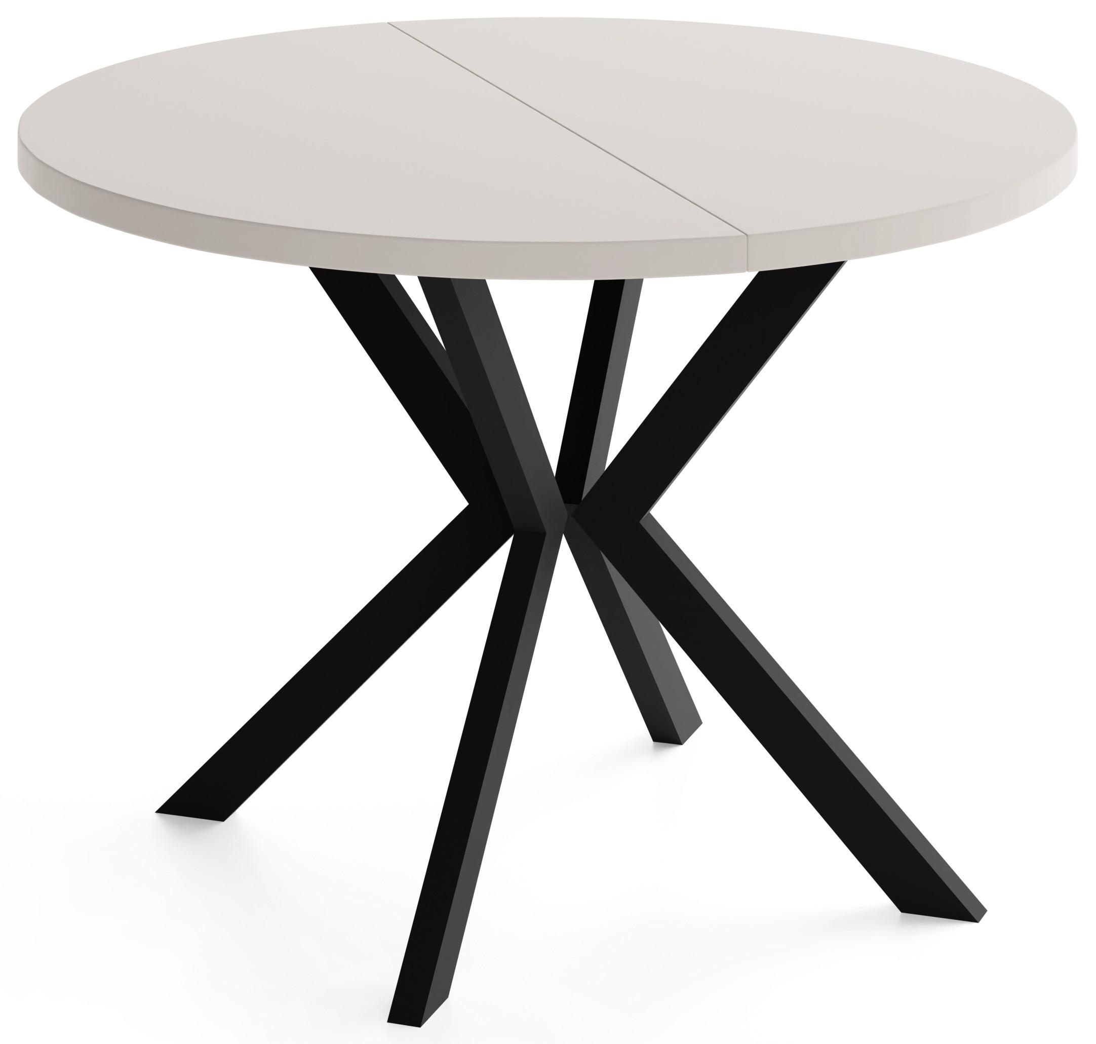 ESSTISCH Valeo runder ausziehbarer, Kaschmir Beige Grau 100-180/100/76 cm - Kaschmir/Beige, Holzwerkstoff/Metall (100/180/76cm) - WFL GROUP