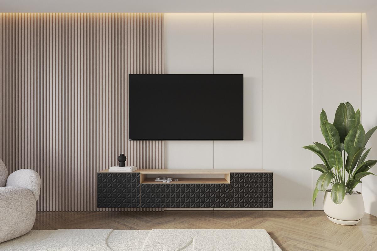 LOWBOARD VIRA-W 200x40x41 cm - Artisan / Schwarz - Schwarz, Holzwerkstoff (200/40/41cm) - ALTDECOR
