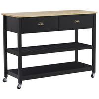 SERVIERWAGEN Holz Schwarz Navarino - Schwarz/Braun, Holz/Holzwerkstoff (120/91/48cm) - Beliani