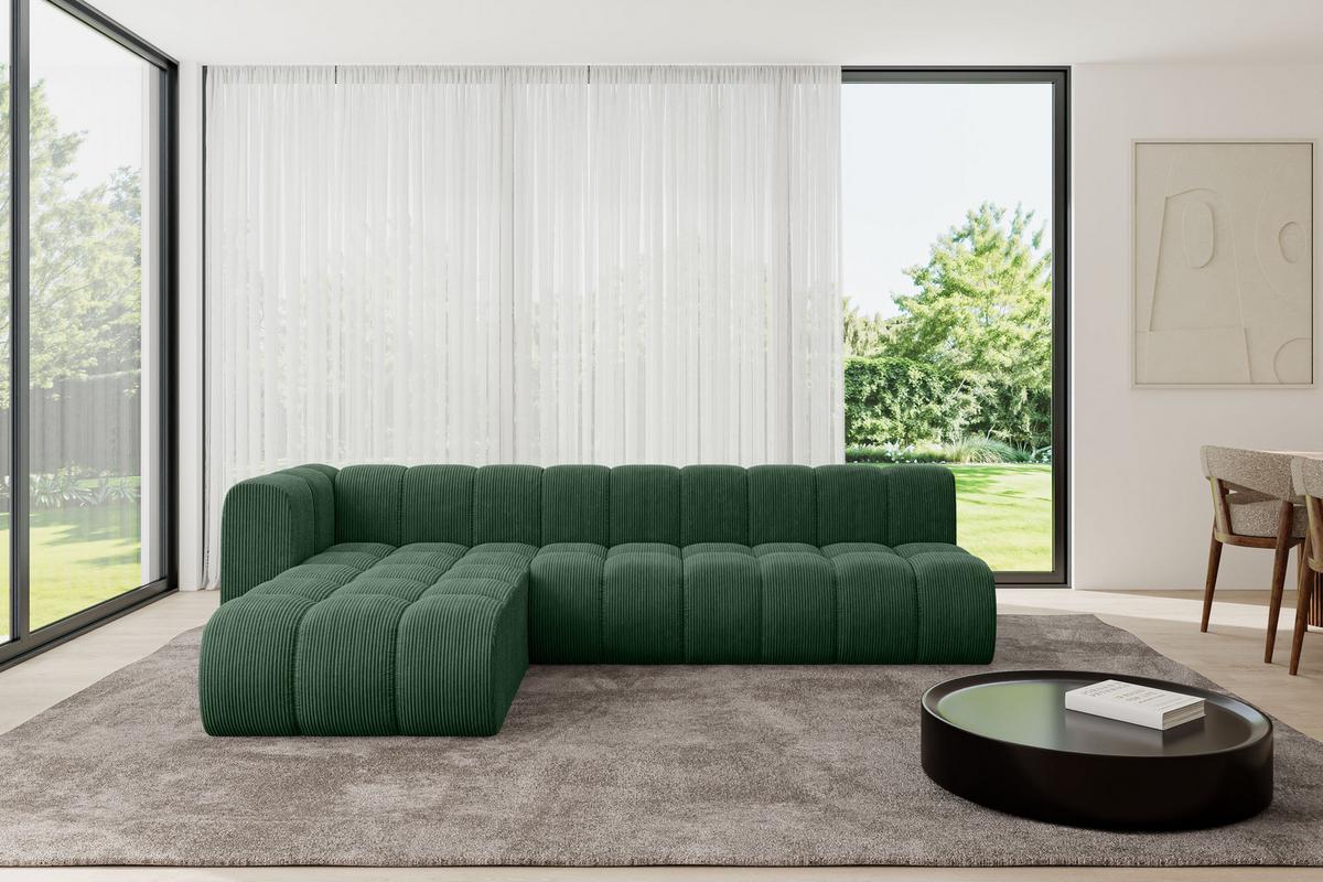ECKSOFA modulares Sofa Darnel-L2 - 296x177x70 cm Grün - Grün, Holzwerkstoff/Textil (296/177cm) - ALTDECOR