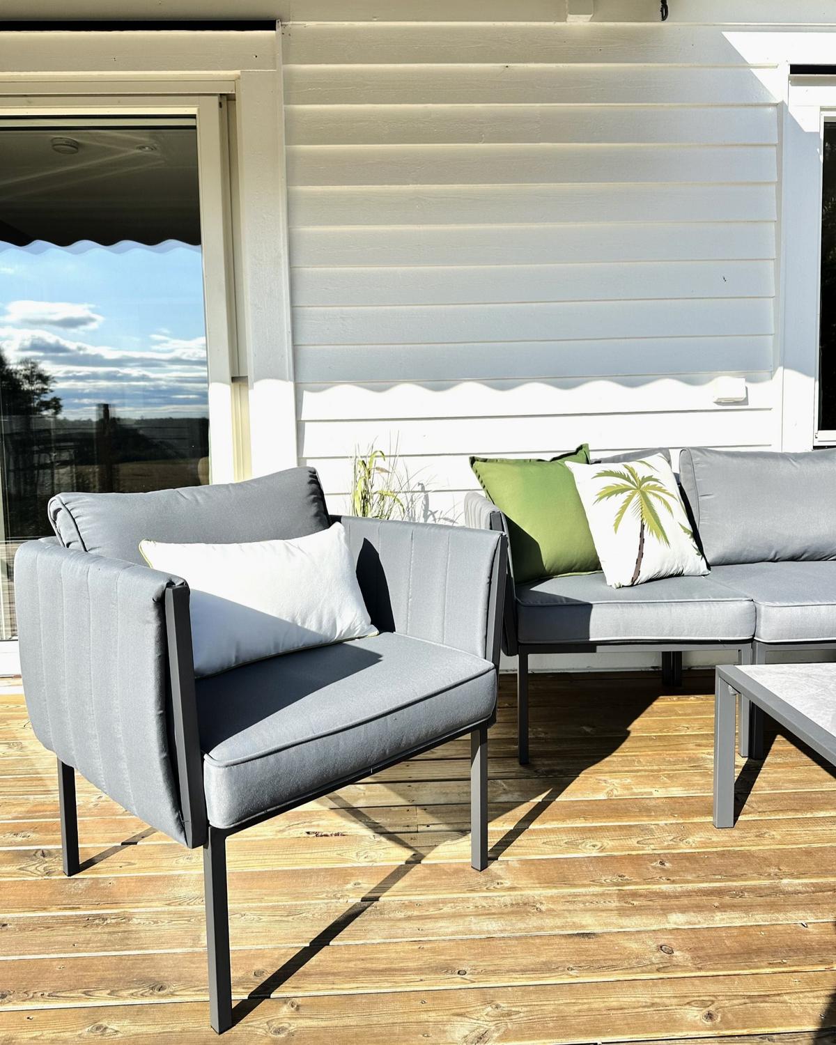 GARTENKISSEN 3er-Set Grün 30/50 cm Seaside - Weiß/Grün, Textil (50/12/45cm) - Beliani