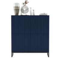 KOMMODE Elpis 4D Marineblau Matt mit metallrahmen Glamour 112 cm - Blau/Schwarz, Holzwerkstoff/Metall (112/126/36.5cm) - Meble Lindner