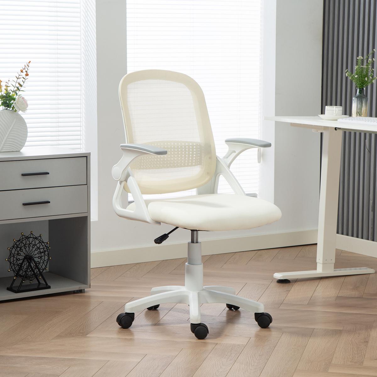BÜROSTUHL höhenverstellbar aus Mesh Weiß - Weiß, Kunststoff/Textil (57.5/101/60cm) - HOMCOM