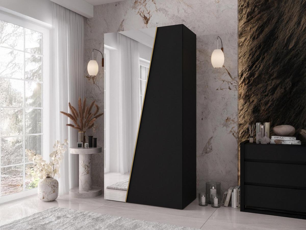 DREHTÜRENSCHRANK Zen 1L 100 cm - Goldfarben/Schwarz, Holzwerkstoff/Kunststoff (100/202/50cm) - MIRJAN24