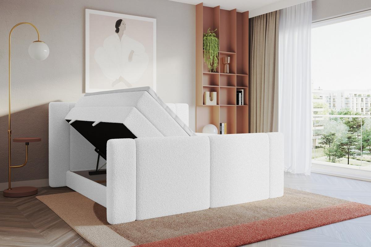 BOXSPRINGBETT mit Matratze H3/H4 - EVON KING Zanozek - 180x200 cm Weiß - Weiß, Holzwerkstoff (180/200cm) - ALTDECOR