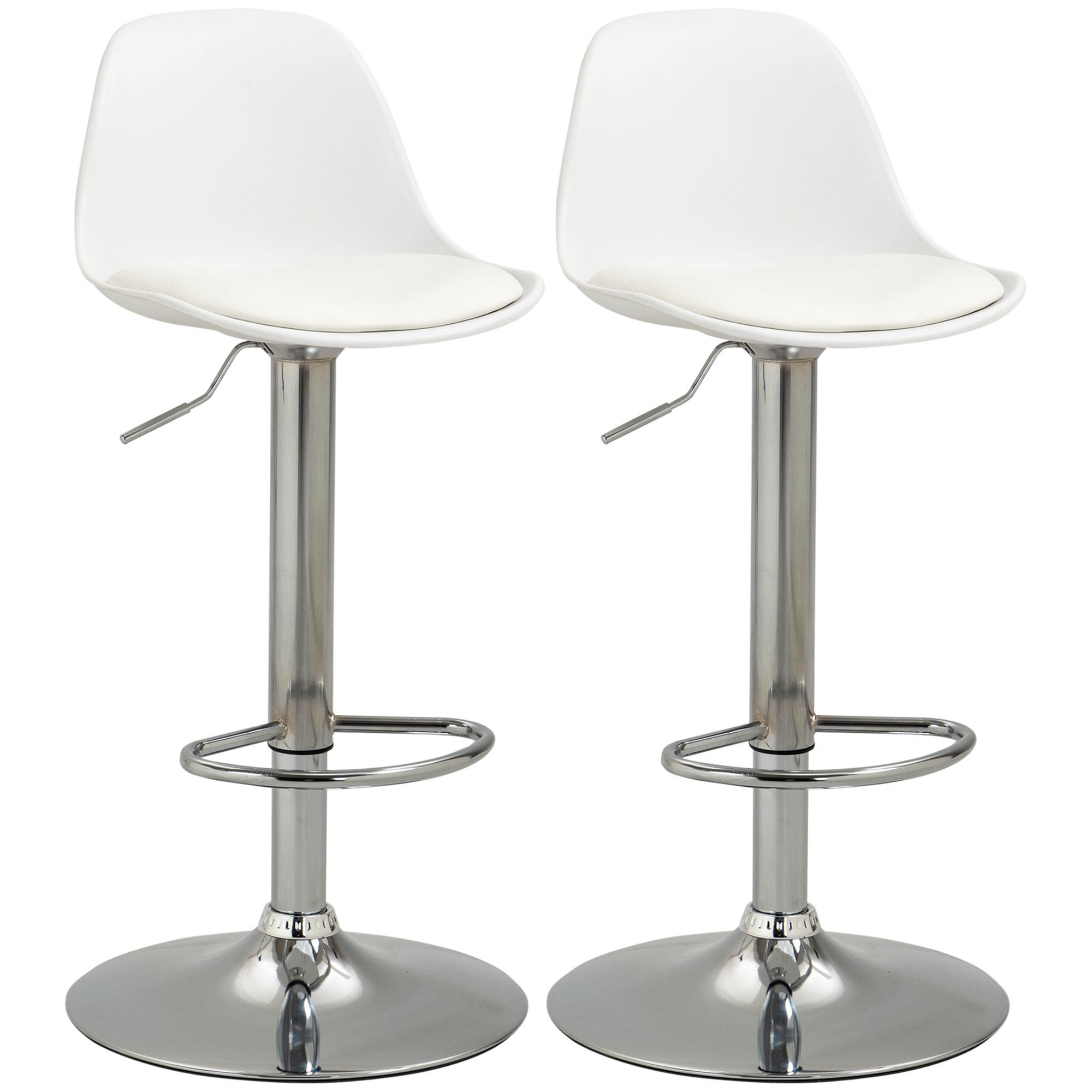 BARHOCKER 2er-Set mit modernem Design bis 120 kg(Ein Stuhl) Barstühle Weiß - Weiß, Kunststoff (42/104/41cm) - HOMCOM