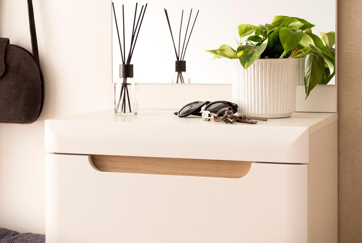 GARDEROBEN-SET 3-teilig weiß matt, Eiche, Kompaktgarderobe skandinavisch 227x197 cm - Eichefarben/Weiß, Glas/Holz (237/200/40cm) - Furn.Design