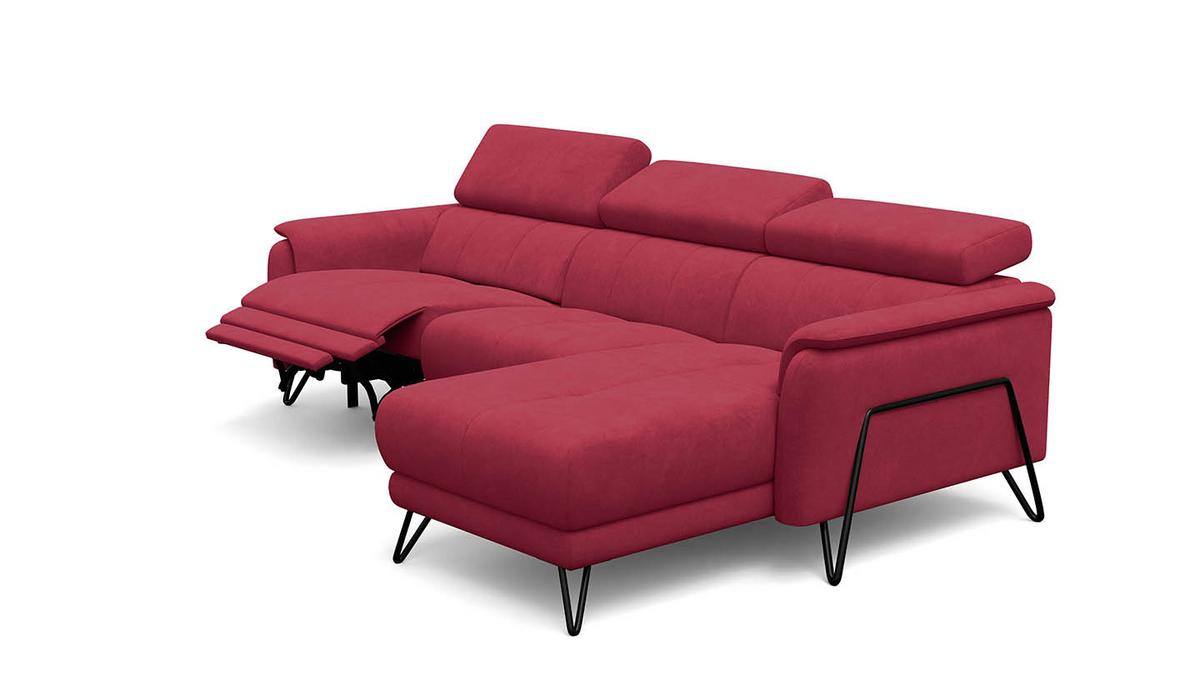 ECKSOFA RODEN 4-Sitzer mit Relax, rostrot, Veloursstoff - Rot, Holz/Textil (268/92cm) - Wozimo