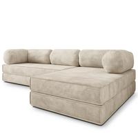 ECKSOFA ETERA modulares Boneless Sofa mit Schlaffunktion Creme Kordstoff - Creme, Textil (270/160cm) - MASSENO