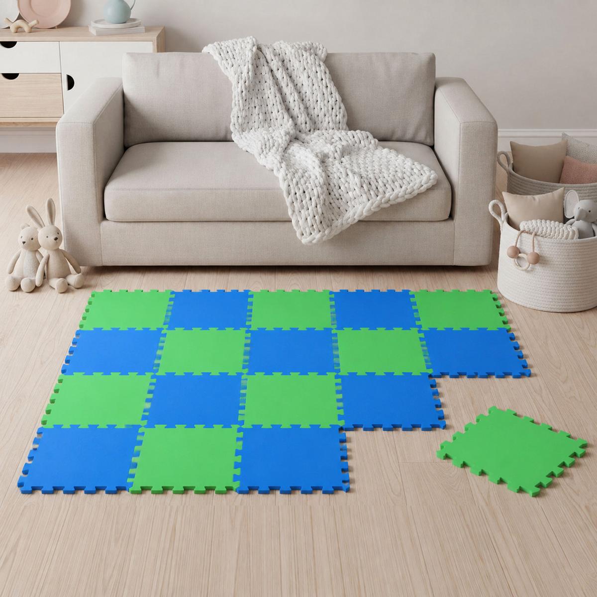 SPIELMATTE ab Null - 180/90/1 cm Puzzlematte Grün - Multicolor, Kunststoff (30/30cm) - Littletom