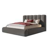 BETT 140x200 - Polsterbett mit Bettkasten und Holzrahmen - Modern Bett - Eleganter Catch Me-Stoff - Kollektion Alva Maxi - Grau - Grau, Holz/Textil (140/200cm) - Alpi-Möbel